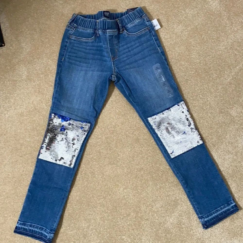 Girls Gap Jeans High Stretch Jegging Ankle Size 10 Regular with flip sequins NWT
